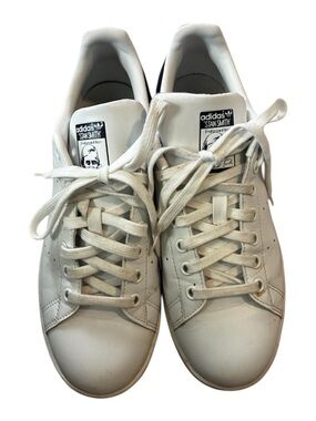 adidas Stan Smith Off-White Beige Leather Low Top Sneakers with Trefoil Sole